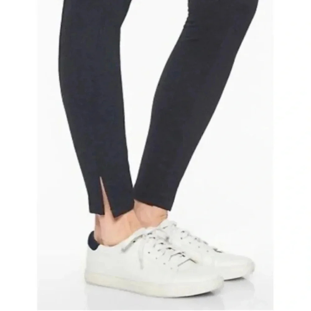 Athleta Womens Small Blue Black Mercer Yoga Pants Herringbone Ankle Slit - Picture 2 of 11